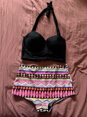 Bikini Top with Black Bandeau Bottom